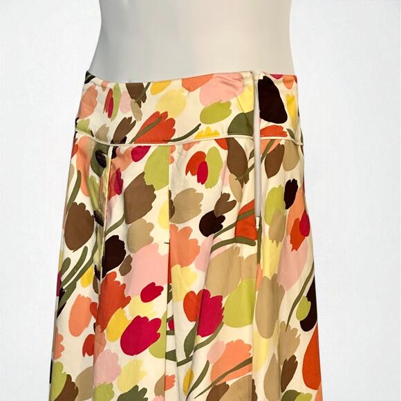 Y2K Talbots Pleated Tulip Print Floral Skirt Sz 12P Side Zip Preppy Cottagecore - Picture 5 of 10